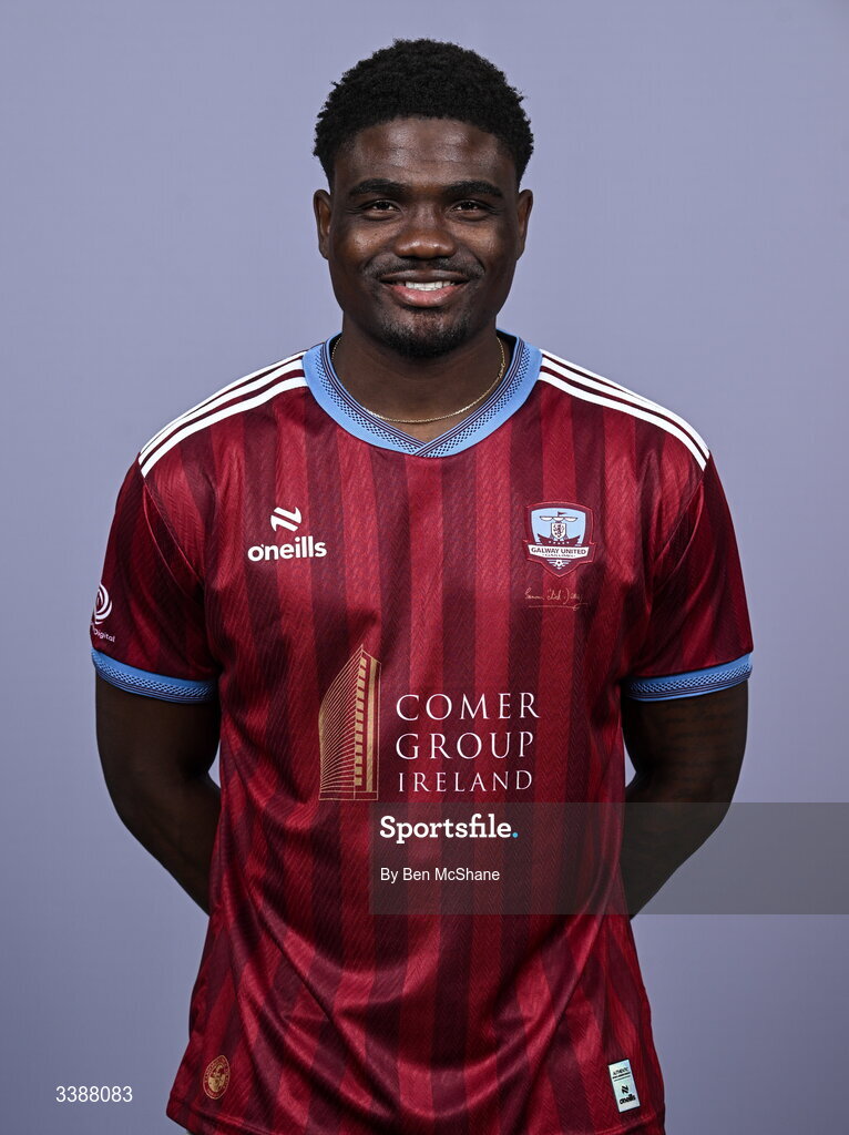 11 March 2026; Frantz Pierrot during a Galway United squad portraits session at Diligent Headquarters in Galway. Photo by Ben McShane/Sportsfile