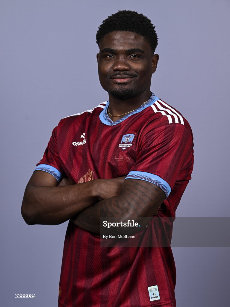 11 March 2026; Frantz Pierrot during a Galway United squad portraits session at Diligent Headquarters in Galway. Photo by Ben McShane/Sportsfile