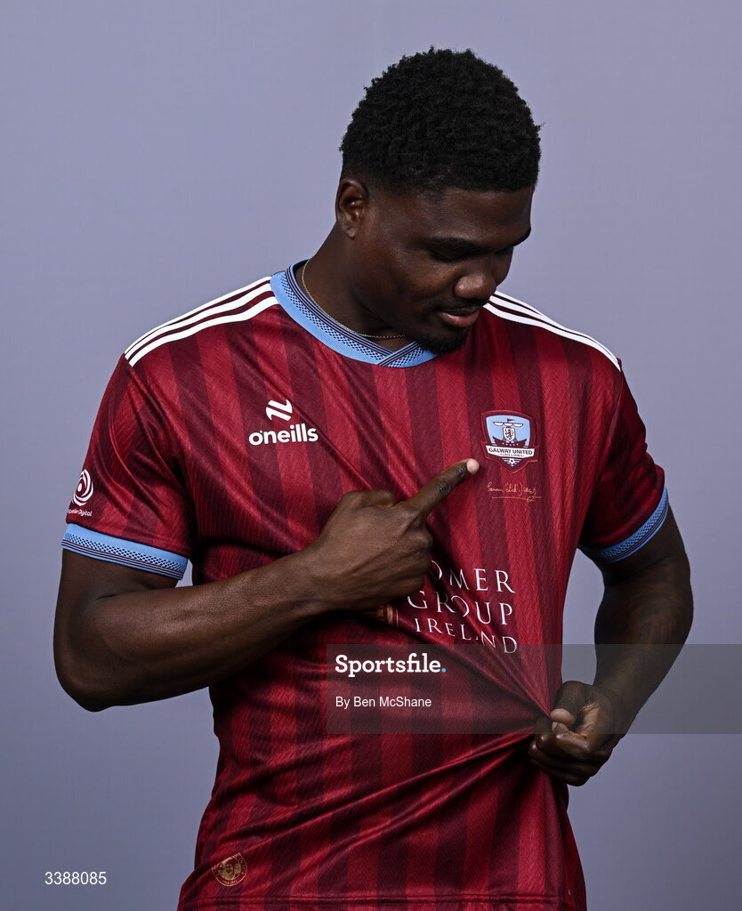 11 March 2026; Frantz Pierrot during a Galway United squad portraits session at Diligent Headquarters in Galway. Photo by Ben McShane/Sportsfile