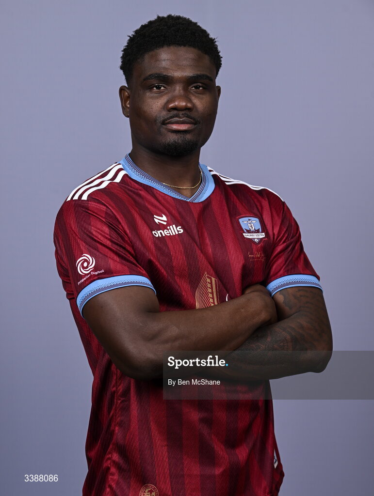 11 March 2026; Frantz Pierrot during a Galway United squad portraits session at Diligent Headquarters in Galway. Photo by Ben McShane/Sportsfile