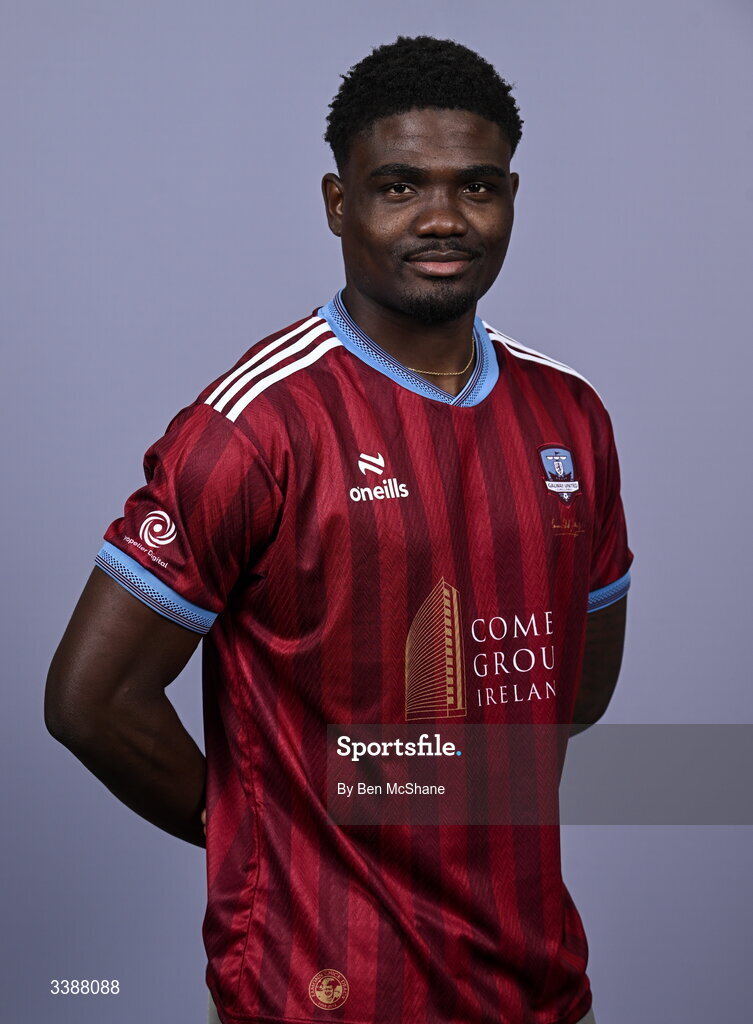 11 March 2026; Frantz Pierrot during a Galway United squad portraits session at Diligent Headquarters in Galway. Photo by Ben McShane/Sportsfile