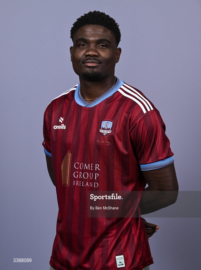 11 March 2026; Frantz Pierrot during a Galway United squad portraits session at Diligent Headquarters in Galway. Photo by Ben McShane/Sportsfile