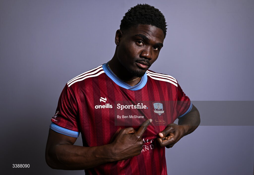 11 March 2026; Frantz Pierrot during a Galway United squad portraits session at Diligent Headquarters in Galway. Photo by Ben McShane/Sportsfile
