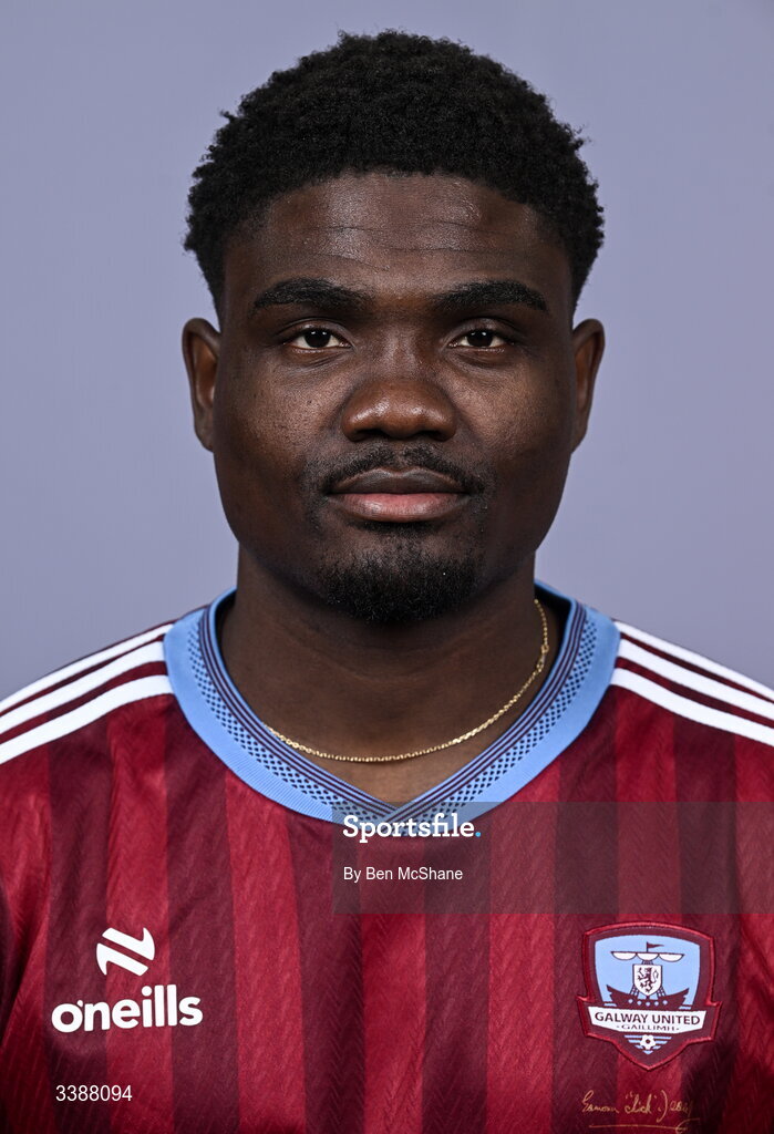 11 March 2026; Frantz Pierrot during a Galway United squad portraits session at Diligent Headquarters in Galway. Photo by Ben McShane/Sportsfile