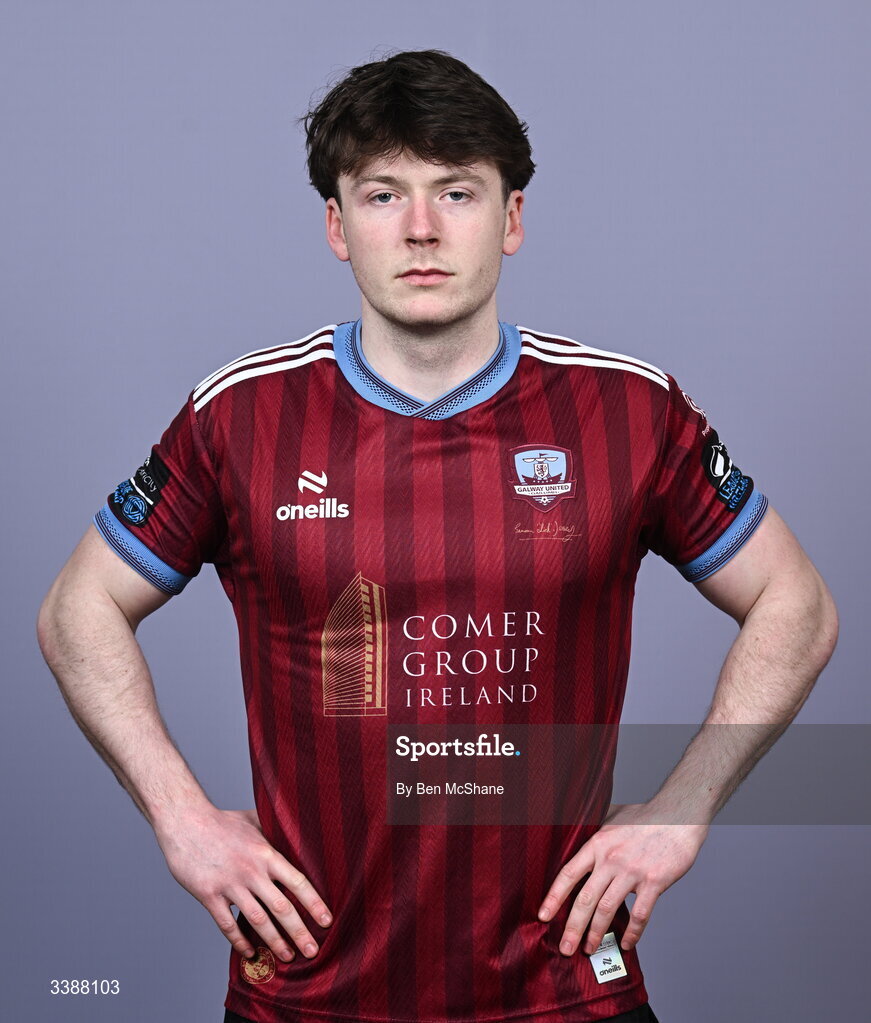 11 March 2026; Dara McGuinness during a Galway United squad portraits session at Diligent Headquarters in Galway. Photo by Ben McShane/Sportsfile