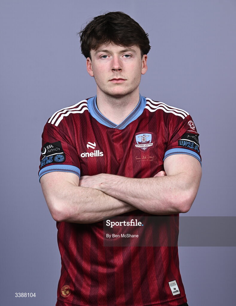 11 March 2026; Dara McGuinness during a Galway United squad portraits session at Diligent Headquarters in Galway. Photo by Ben McShane/Sportsfile