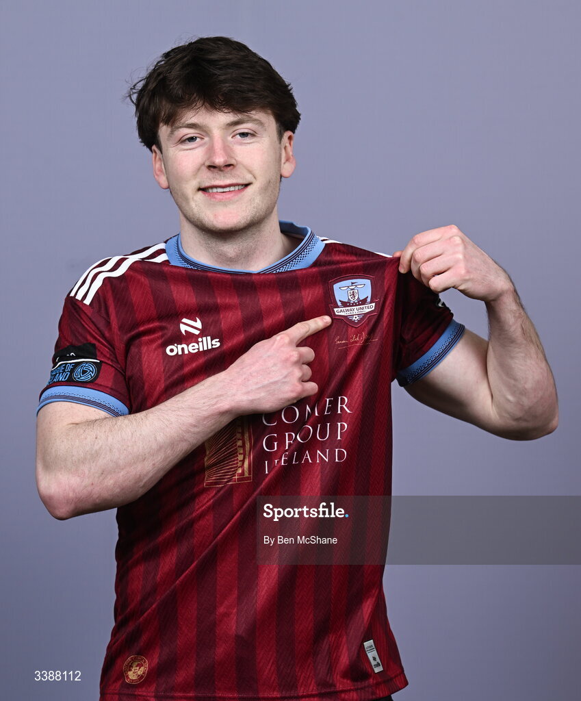 11 March 2026; Dara McGuinness during a Galway United squad portraits session at Diligent Headquarters in Galway. Photo by Ben McShane/Sportsfile