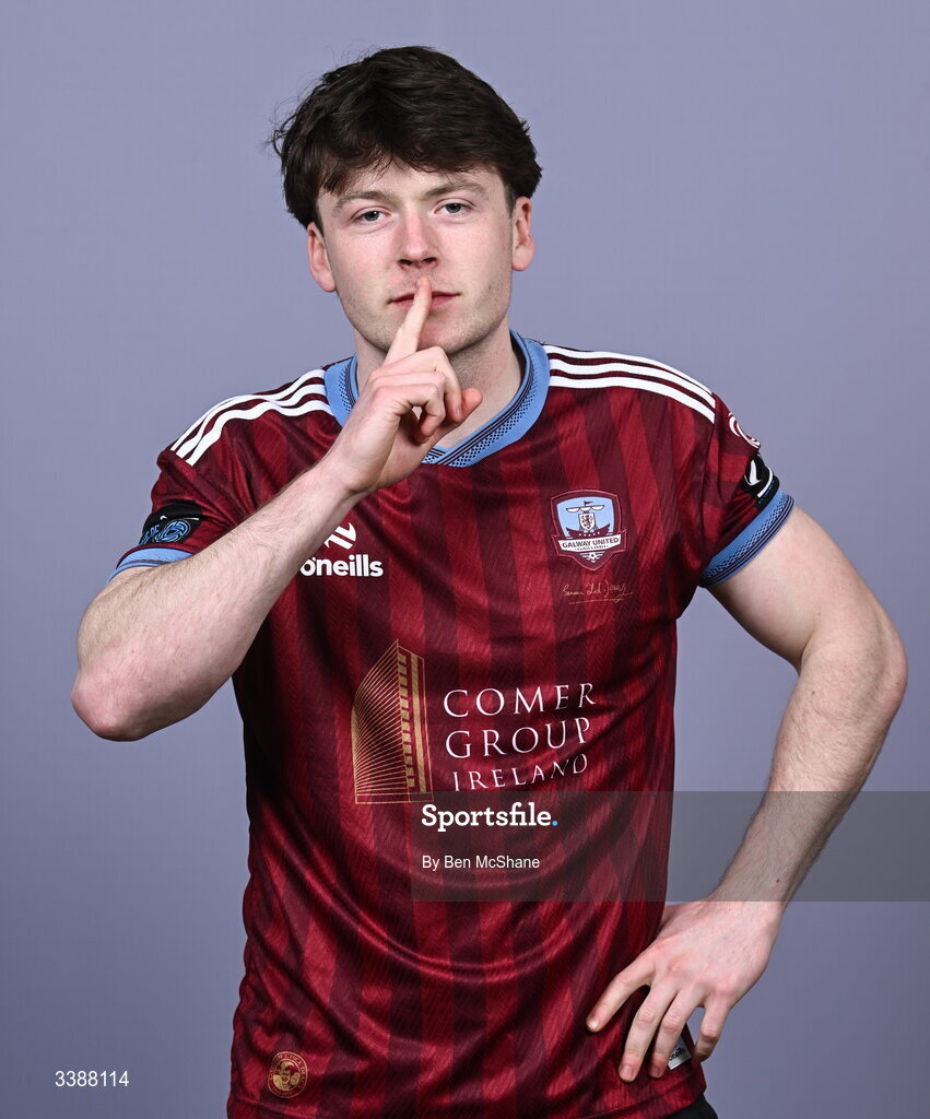 11 March 2026; Dara McGuinness during a Galway United squad portraits session at Diligent Headquarters in Galway. Photo by Ben McShane/Sportsfile