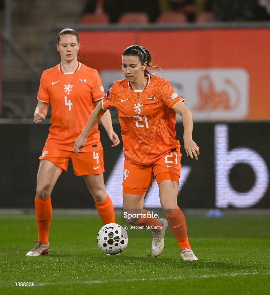 7 March 2026; Damaris Egurrola of Netherlands during the 2027 FIFA Women’s World Cup Qualifier match between the Netherlands and Republic of Ireland at Stadion Galgenwaard in Utrecht, Netherlands. Photo by Stephen McCarthy/Sportsfile