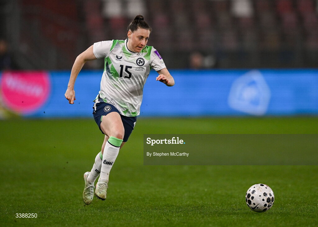 7 March 2026; Lucy Quinn of Republic of Ireland during the 2027 FIFA Women’s World Cup Qualifier match between the Netherlands and Republic of Ireland at Stadion Galgenwaard in Utrecht, Netherlands. Photo by Stephen McCarthy/Sportsfile