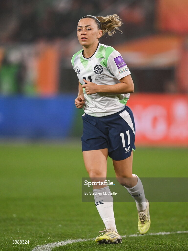7 March 2026; Katie McCabe of Republic of Ireland during the 2027 FIFA Women’s World Cup Qualifier match between the Netherlands and Republic of Ireland at Stadion Galgenwaard in Utrecht, Netherlands. Photo by Stephen McCarthy/Sportsfile