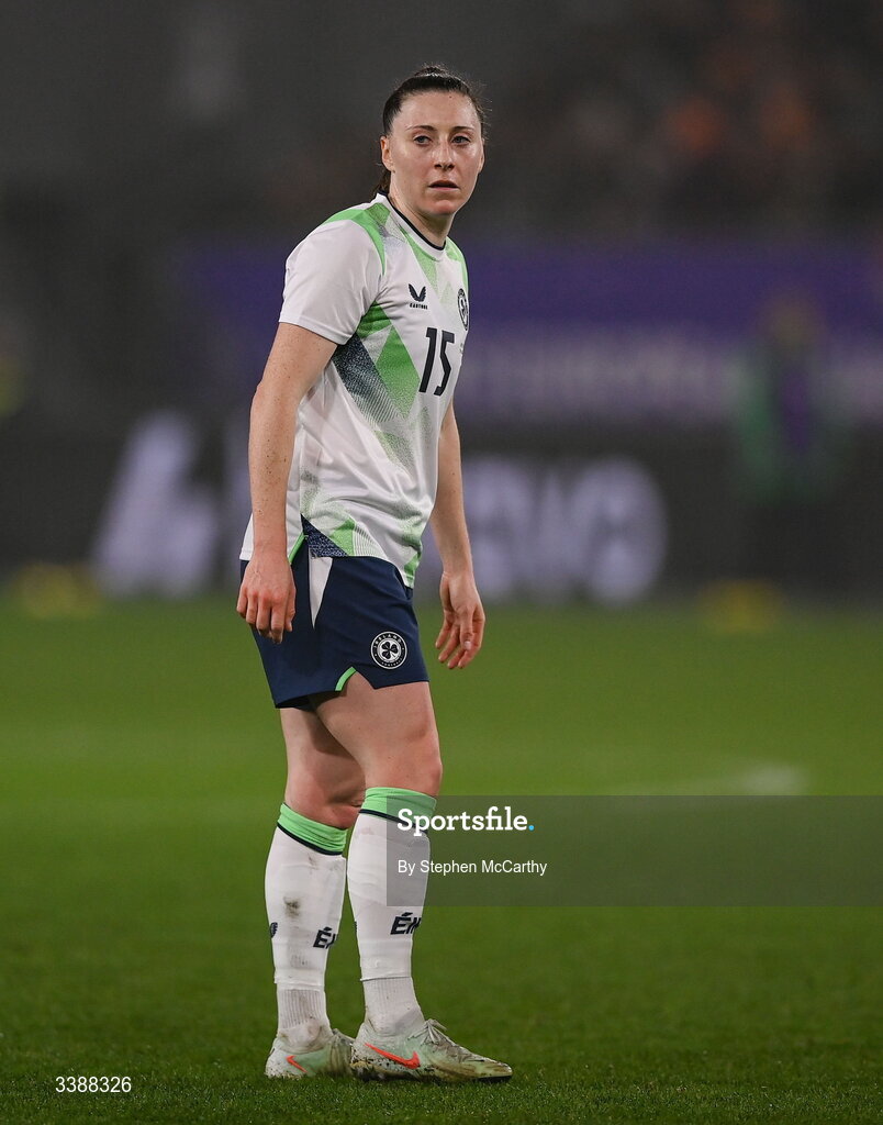 7 March 2026; Lucy Quinn of Republic of Ireland during the 2027 FIFA Women’s World Cup Qualifier match between the Netherlands and Republic of Ireland at Stadion Galgenwaard in Utrecht, Netherlands. Photo by Stephen McCarthy/Sportsfile