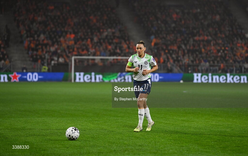 7 March 2026; Katie McCabe of Republic of Ireland during the 2027 FIFA Women’s World Cup Qualifier match between the Netherlands and Republic of Ireland at Stadion Galgenwaard in Utrecht, Netherlands. Photo by Stephen McCarthy/Sportsfile