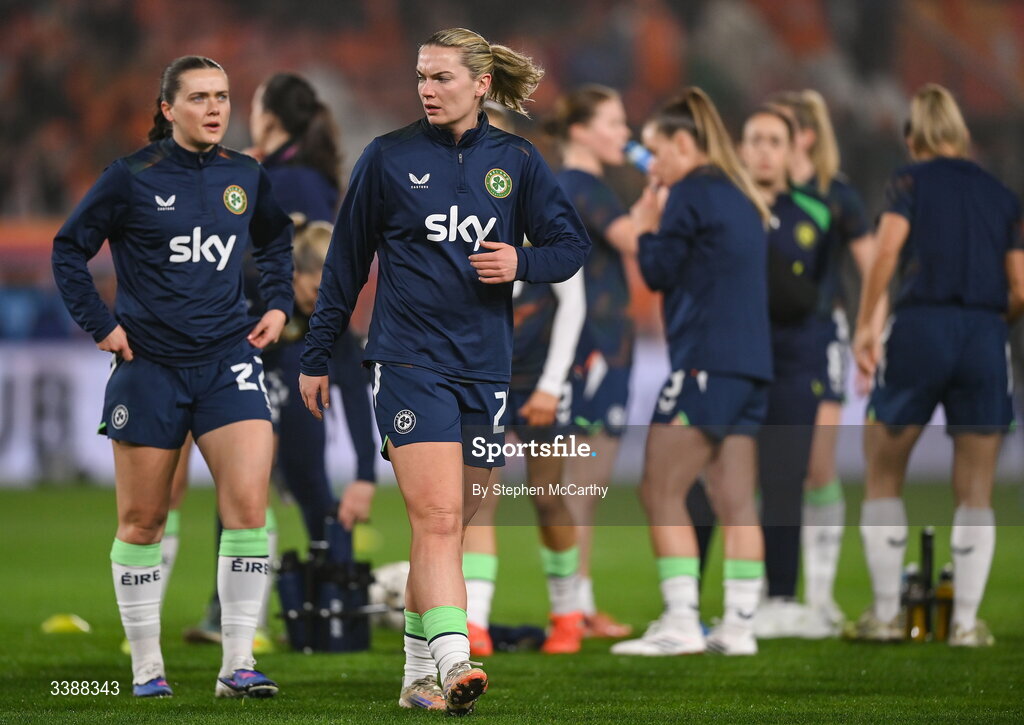 7 March 2026; Saoirse Noonan of Republic of Ireland before the 2027 FIFA Women’s World Cup Qualifier match between the Netherlands and Republic of Ireland at Stadion Galgenwaard in Utrecht, Netherlands. Photo by Stephen McCarthy/Sportsfile