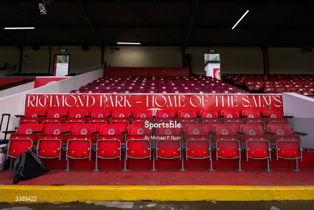 13 March 2026; A general view of  Richmond Park before the SSE Airtricity Men's Premier Division match between St Patrick's Athletic and Drogheda United at Richmond Park in Dublin. Photo by Michael P Ryan/Sportsfile