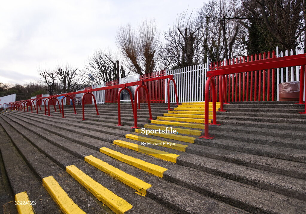 13 March 2026; A general view of  Richmond Park before the SSE Airtricity Men's Premier Division match between St Patrick's Athletic and Drogheda United at Richmond Park in Dublin. Photo by Michael P Ryan/Sportsfile