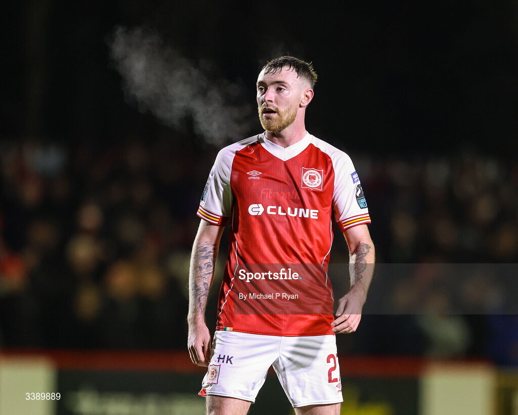 13 March 2026; Ryan Edmondson of St Patrick's Athletic during the SSE Airtricity Men's Premier Division match between St Patrick's Athletic and Drogheda United at Richmond Park in Dublin. Photo by Michael P Ryan/Sportsfile