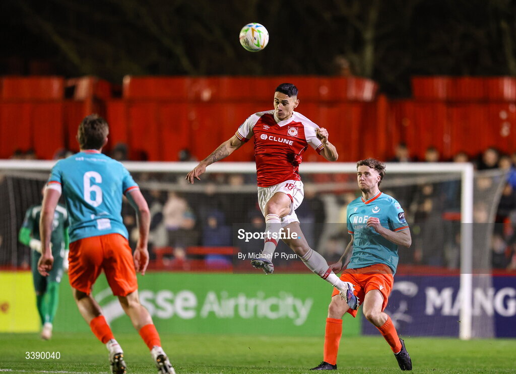 13 March 2026; Max Mata of St Patrick's Athletic during the SSE Airtricity Men's Premier Division match between St Patrick's Athletic and Drogheda United at Richmond Park in Dublin. Photo by Michael P Ryan/Sportsfile
