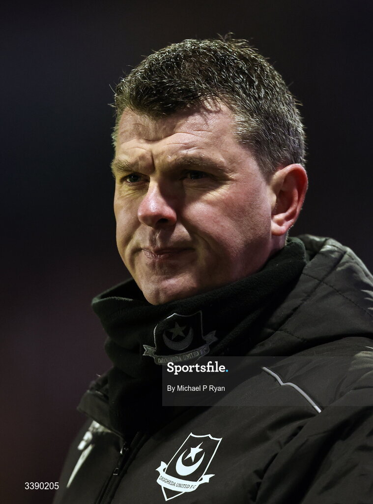 13 March 2026; Drogheda United manager Kevin Doherty during the SSE Airtricity Men's Premier Division match between St Patrick's Athletic and Drogheda United at Richmond Park in Dublin. Photo by Michael P Ryan/Sportsfile