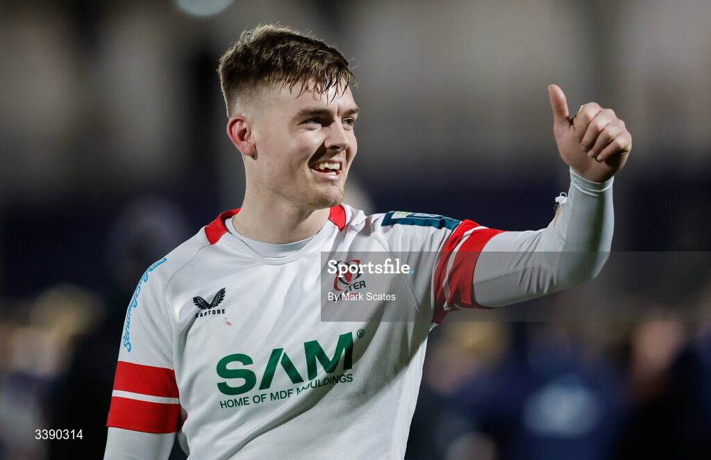 13 March 2026; Jake Flannery of Ulster celebrates after the United Rugby Championship match between Edinburgh and Ulster at Hive Stadium in Edinburgh, Scotland. Photo by Mark Scates/Sportsfile