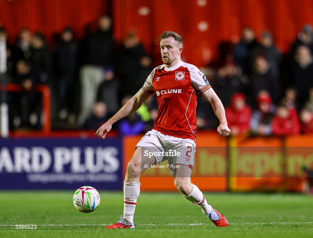 13 March 2026; Sean Hoare of St Patrick's Athletic during the SSE Airtricity Men's Premier Division match between St Patrick's Athletic and Drogheda United at Richmond Park in Dublin. Photo by Michael P Ryan/Sportsfile