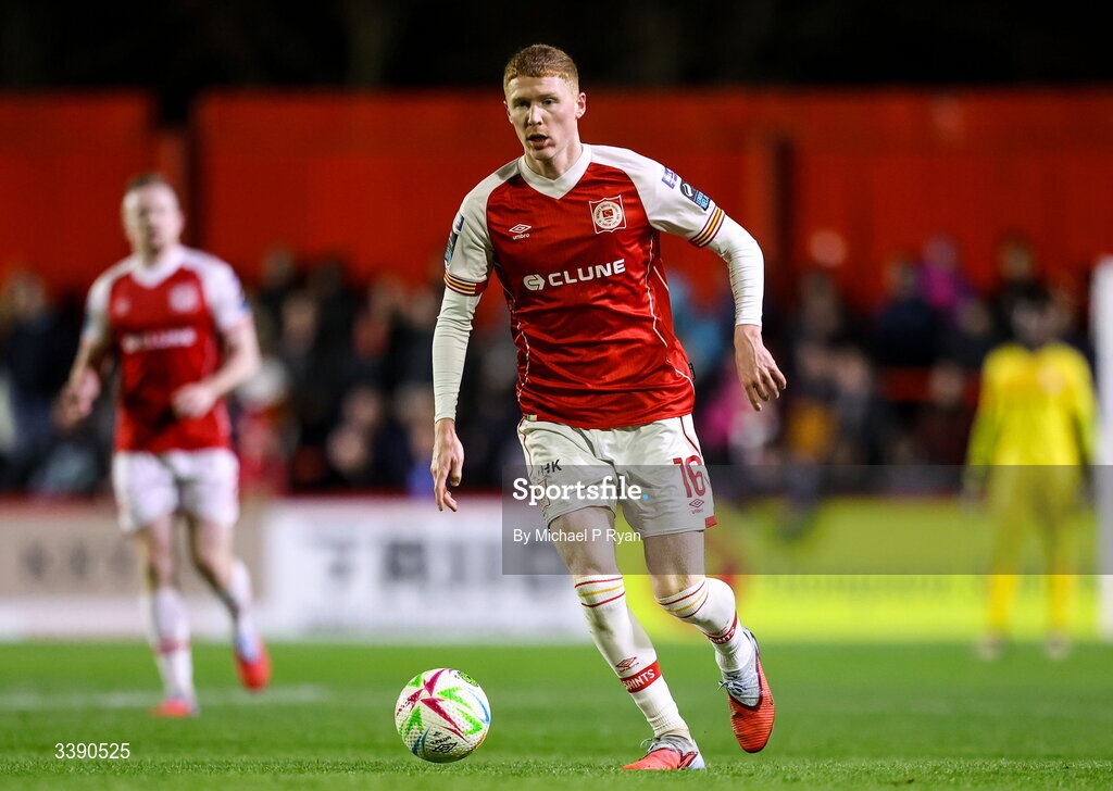 13 March 2026; Darragh Nugent of St Patrick's Athletic during the SSE Airtricity Men's Premier Division match between St Patrick's Athletic and Drogheda United at Richmond Park in Dublin. Photo by Michael P Ryan/Sportsfile