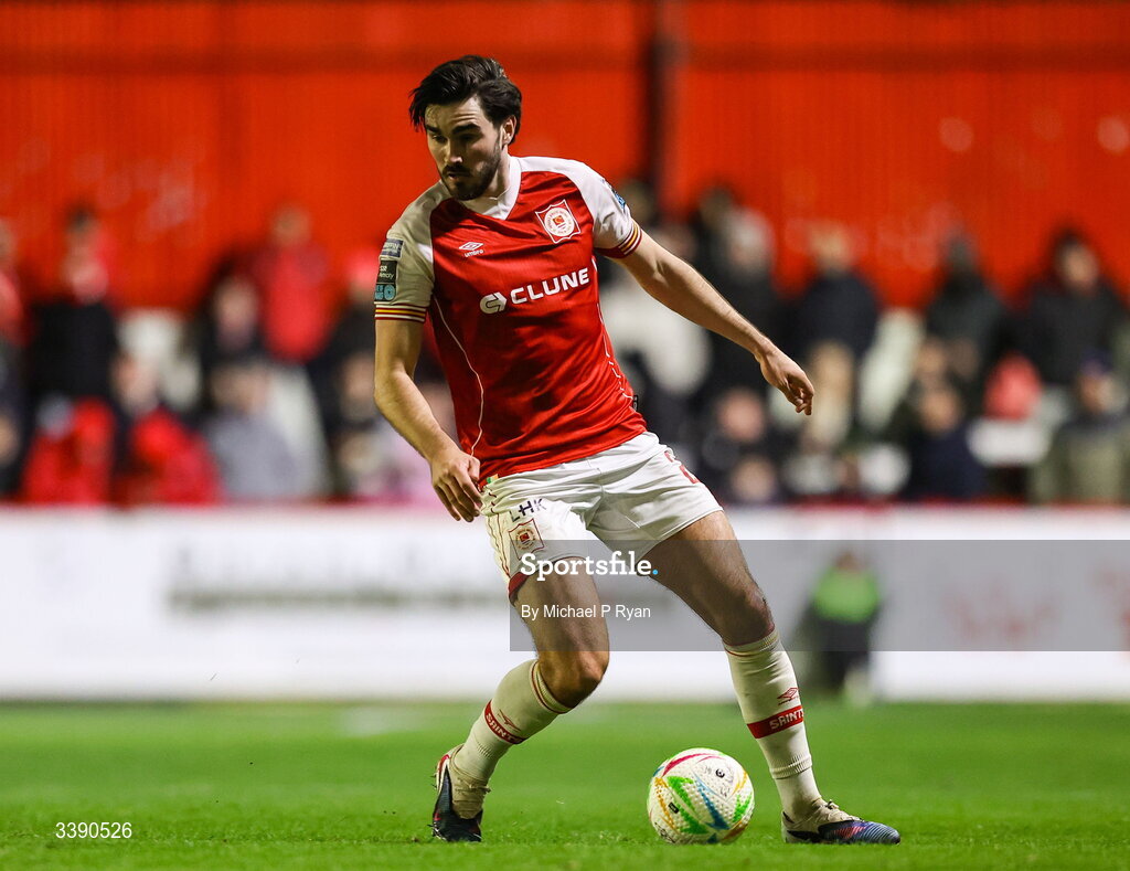 13 March 2026; Luke Turner of St Patrick's Athletic during the SSE Airtricity Men's Premier Division match between St Patrick's Athletic and Drogheda United at Richmond Park in Dublin. Photo by Michael P Ryan/Sportsfile