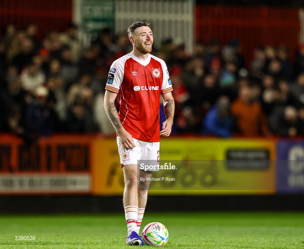 13 March 2026; Ryan Edmondson of St Patrick's Athletic during the SSE Airtricity Men's Premier Division match between St Patrick's Athletic and Drogheda United at Richmond Park in Dublin. Photo by Michael P Ryan/Sportsfile