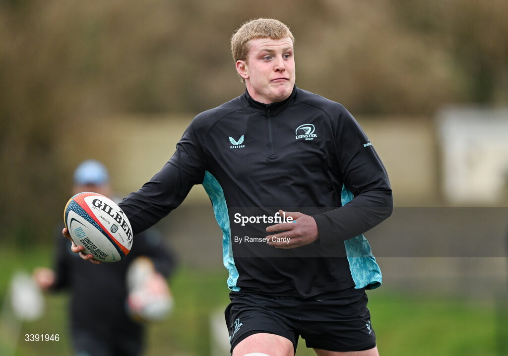 10 March 2026; Conor O'Tighearnaigh during a Leinster Rugby open training session at Skerries RFC in Skerries, Dublin. Photo by Ramsey Cardy/Sportsfile