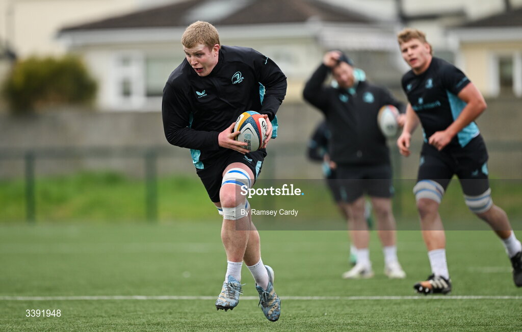 10 March 2026; Conor O'Tighearnaigh during a Leinster Rugby open training session at Skerries RFC in Skerries, Dublin. Photo by Ramsey Cardy/Sportsfile