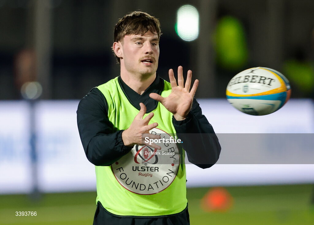 13 March 2026; Ethan McIlroy of Ulster before the United Rugby Championship match between Edinburgh and Ulster at Hive Stadium in Edinburgh, Scotland. Photo by Mark Scates/Sportsfile