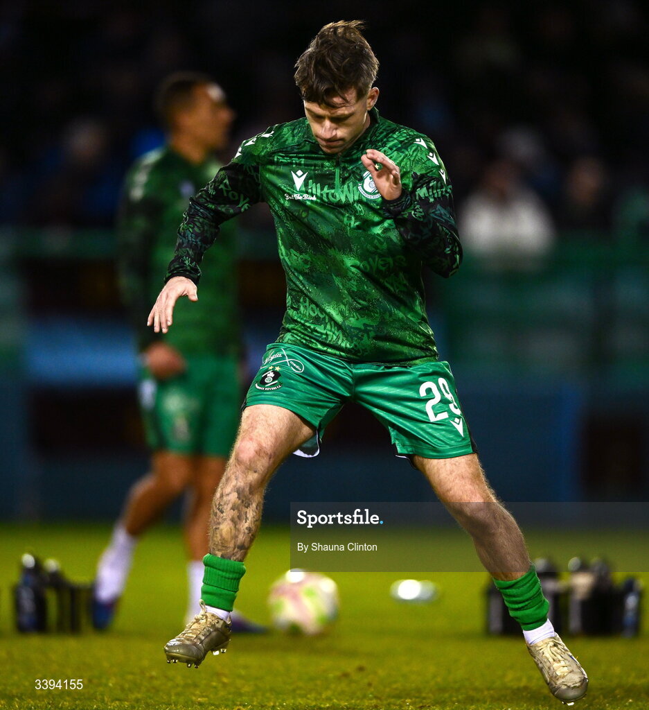 16 March 2026; Jack Byrne of Shamrock Rovers warms up before the SSE Airtricity Men's Premier Division match between Drogheda United and Shamrock Rovers at Sullivan & Lambe Park in Drogheda, Louth. Photo by Shauna Clinton/Sportsfile