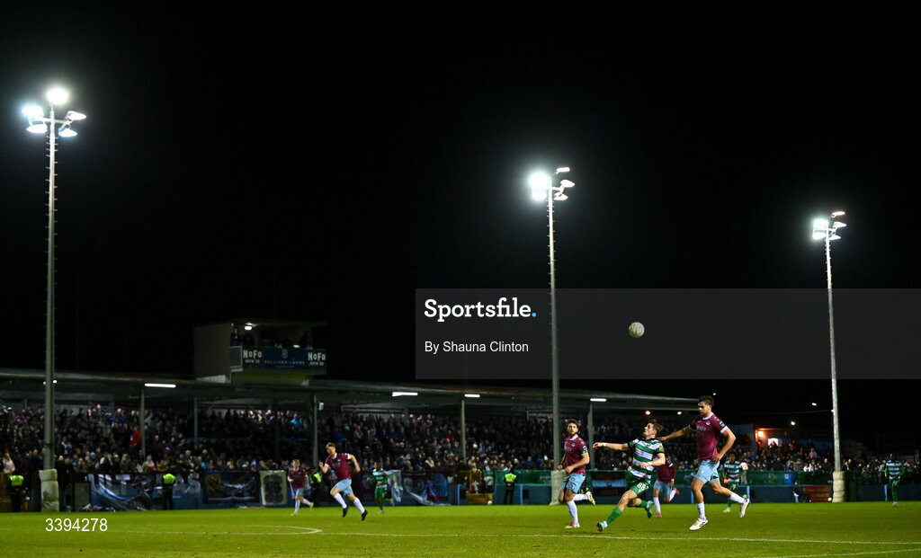 16 March 2026; A general view of action during the SSE Airtricity Men's Premier Division match between Drogheda United and Shamrock Rovers at Sullivan & Lambe Park in Drogheda, Louth. Photo by Shauna Clinton/Sportsfile