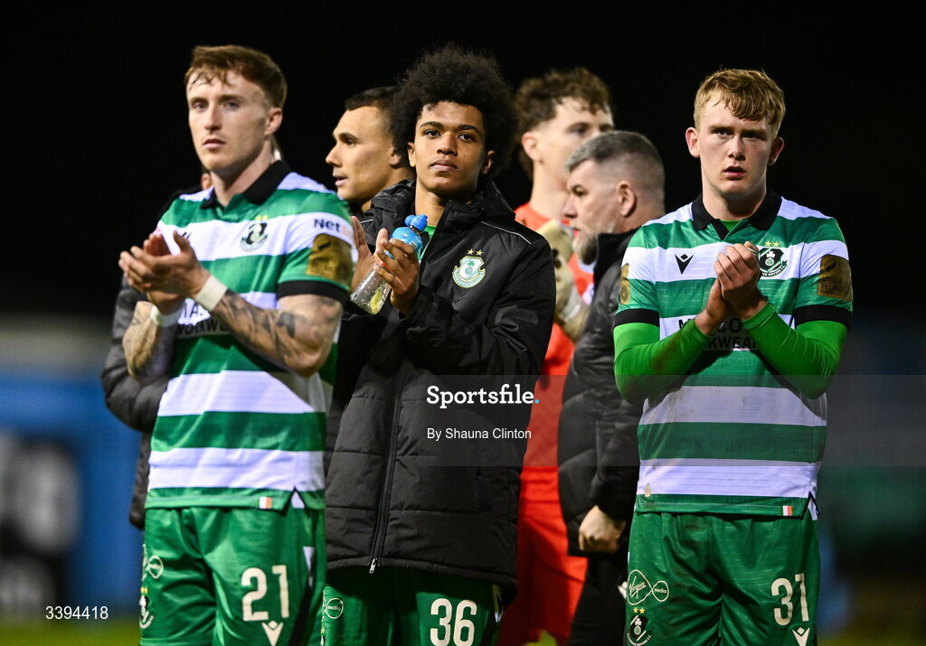 16 March 2026; Shamrock Rovers players after the SSE Airtricity Men's Premier Division match between Drogheda United and Shamrock Rovers at Sullivan & Lambe Park in Drogheda, Louth. Photo by Shauna Clinton/Sportsfile