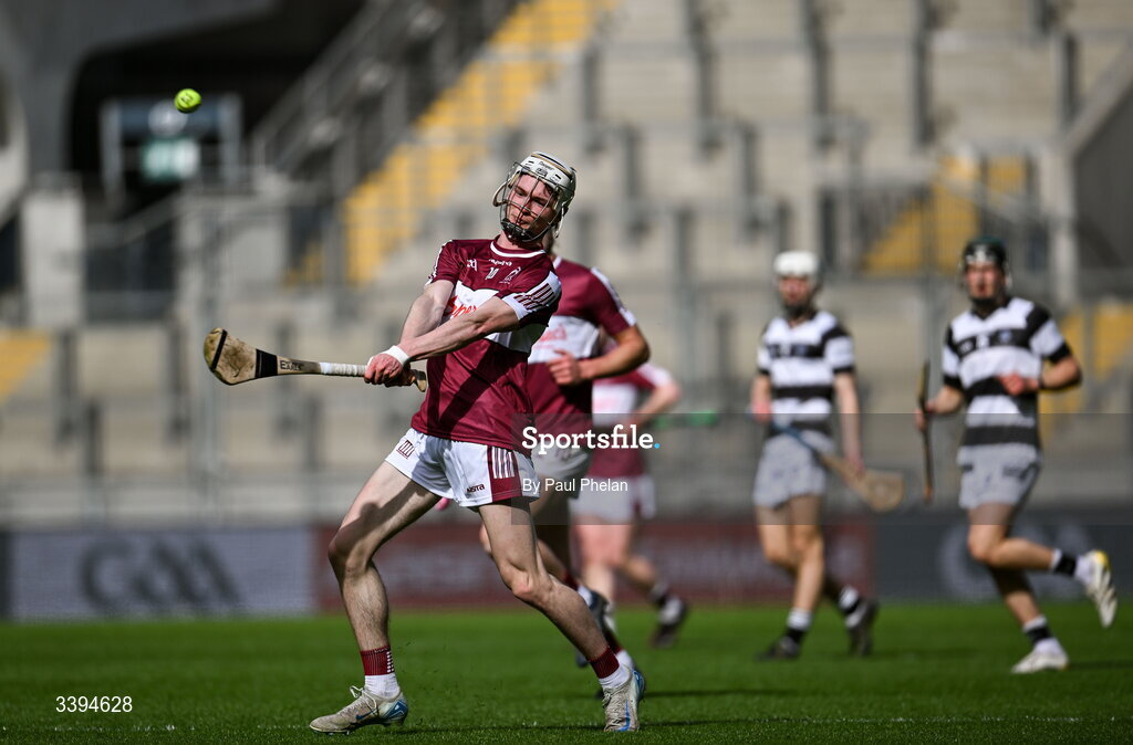 17 March 2026; Ronan Cahalan of Athenry scores a point during the Masita GAA Post Primary Schools Croke Cup final match between Presentation College Athenry, Galway, and St Kieran's College, Kilkenny, at Croke Park in Dublin. Photo by Paul Phelan/Sportsfile