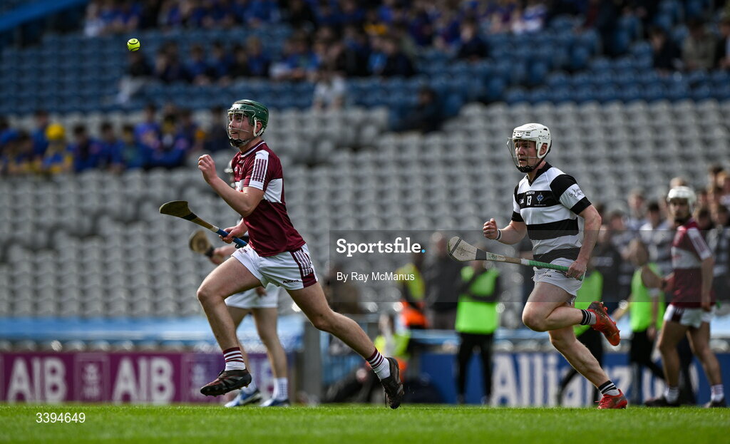 17 March 2026; Robert Burke of Athenry races clear of Conor Holohan of St Kieran's College during the Masita GAA Post Primary Schools Croke Cup final match between Presentation College Athenry, Galway, and St Kieran's College, Kilkenny, at Croke Park in Dublin. Photo by Ray McManus/Sportsfile