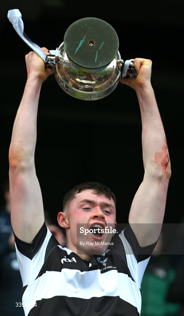 17 March 2026; David Barcoe of St Kieran's College lifts the Croke Cup after the Masita GAA Post Primary Schools Croke Cup final match between Presentation College Athenry, Galway, and St Kieran's College, Kilkenny, at Croke Park in Dublin. Photo by Ray McManus/Sportsfile