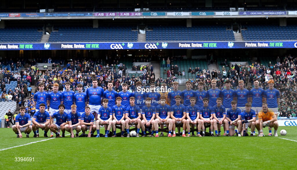 17 March 2026; The Tralee CBS squad before the Masita GAA Post Primary Schools Hogan Cup final match between Coláiste Mhuire Mullingar, Westmeath, and Tralee CBS, Kerry, at Croke Park in Dublin. Photo by Paul Phelan/Sportsfile