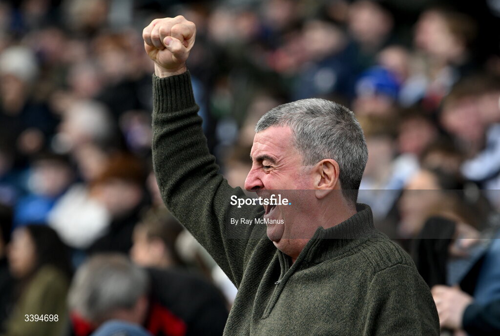 17 March 2026; A St Kieran's College supporter celebrates victory in the Masita GAA Post Primary Schools Croke Cup final match between Presentation College Athenry, Galway, and St Kieran's College, Kilkenny, at Croke Park in Dublin. Photo by Ray McManus/Sportsfile