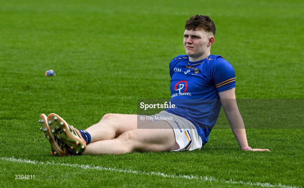 17 March 2026; Eoin Moriarty of Tralee CBS after the Masita GAA Post Primary Schools Hogan Cup final match between Coláiste Mhuire Mullingar, Westmeath, and Tralee CBS, Kerry,  at Croke Park in Dublin. Photo by Ray McManus/Sportsfile