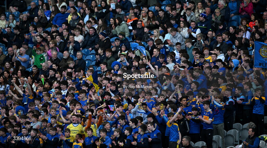 17 March 2026; Tralee CBS supporters, in the Hogan Stand, during the Masita GAA Post Primary Schools Hogan Cup final match between Coláiste Mhuire Mullingar, Westmeath, and Tralee CBS, Kerry,  at Croke Park in Dublin. Photo by Ray McManus/Sportsfile