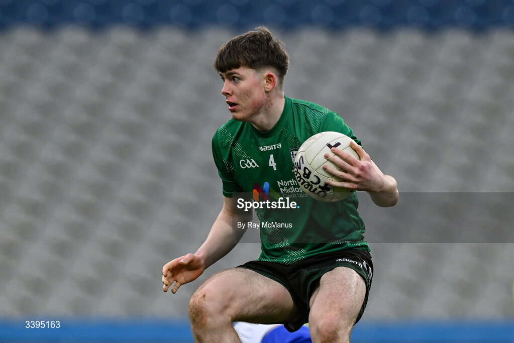 17 March 2026; YEoin Donohue of Coláiste Mhuire, Mullingar, during the Masita GAA Post Primary Schools Hogan Cup final match between Coláiste Mhuire Mullingar, Westmeath, and Tralee CBS, Kerry,  at Croke Park in Dublin. Photo by Ray McManus/Sportsfile