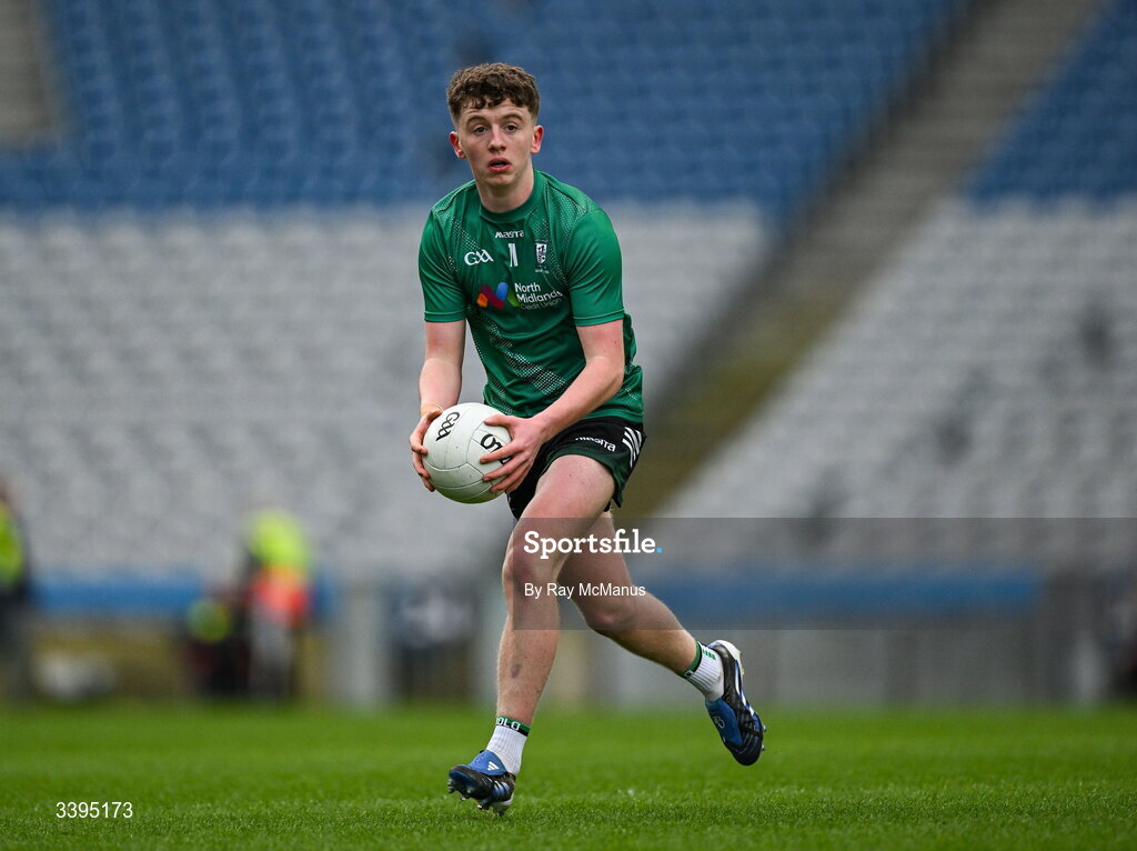 17 March 2026; Kian Loughlin of Coláiste Mhuire, Mullingar, during the Masita GAA Post Primary Schools Hogan Cup final match between Coláiste Mhuire Mullingar, Westmeath, and Tralee CBS, Kerry,  at Croke Park in Dublin. Photo by Ray McManus/Sportsfile