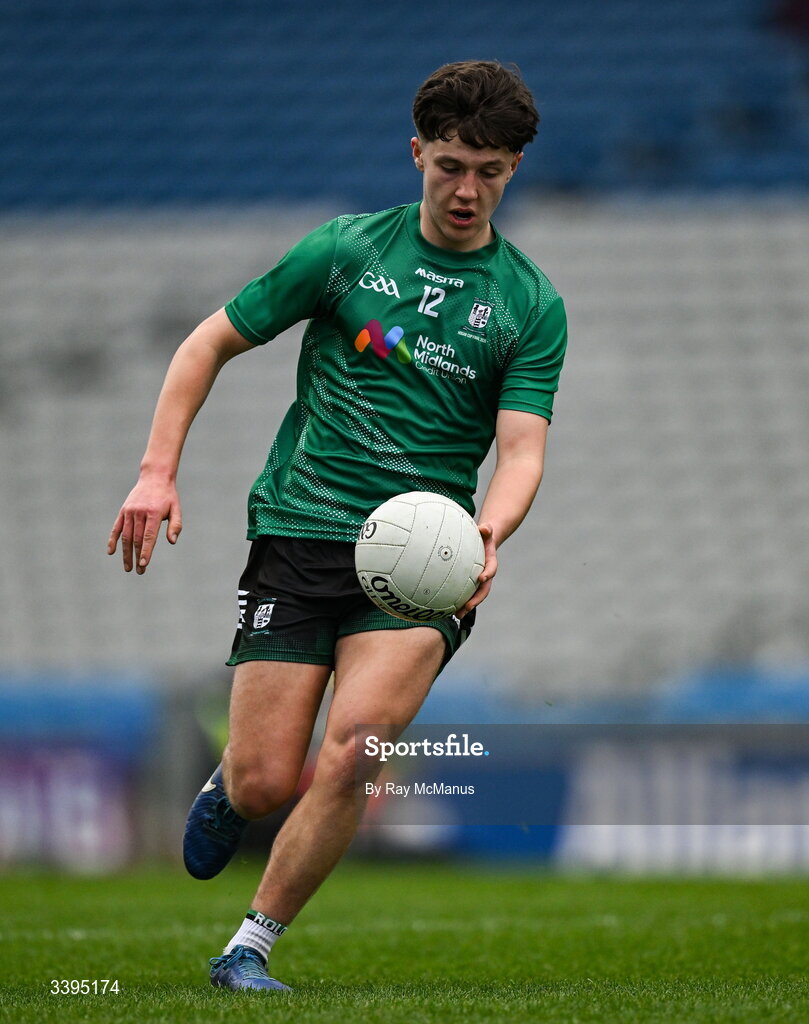 17 March 2026; Conor Cleary of Coláiste Mhuire, Mullingar, during the Masita GAA Post Primary Schools Hogan Cup final match between Coláiste Mhuire Mullingar, Westmeath, and Tralee CBS, Kerry,  at Croke Park in Dublin. Photo by Ray McManus/Sportsfile