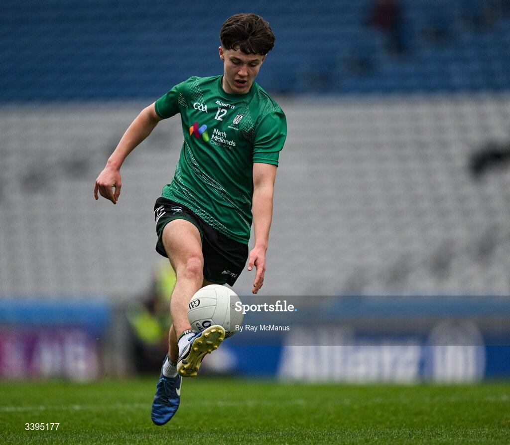 17 March 2026; Conor Cleary of Coláiste Mhuire, Mullingar, during the Masita GAA Post Primary Schools Hogan Cup final match between Coláiste Mhuire Mullingar, Westmeath, and Tralee CBS, Kerry,  at Croke Park in Dublin. Photo by Ray McManus/Sportsfile