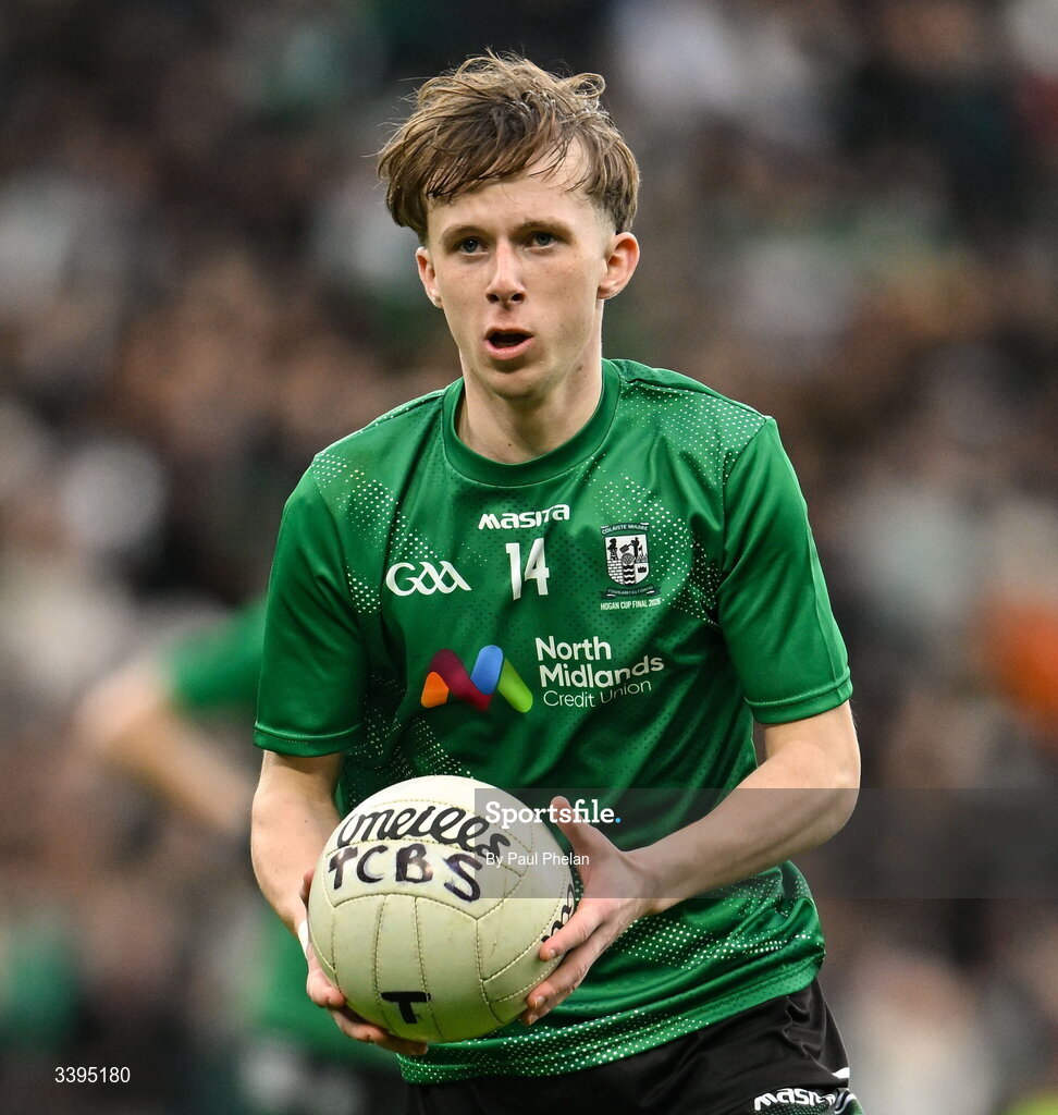 17 March 2026; Finn Higgins of Coláiste Mhuire, Mullingar during the Masita GAA Post Primary Schools Hogan Cup final match between Coláiste Mhuire Mullingar, Westmeath, and Tralee CBS, Kerry, at Croke Park in Dublin. Photo by Paul Phelan/Sportsfile