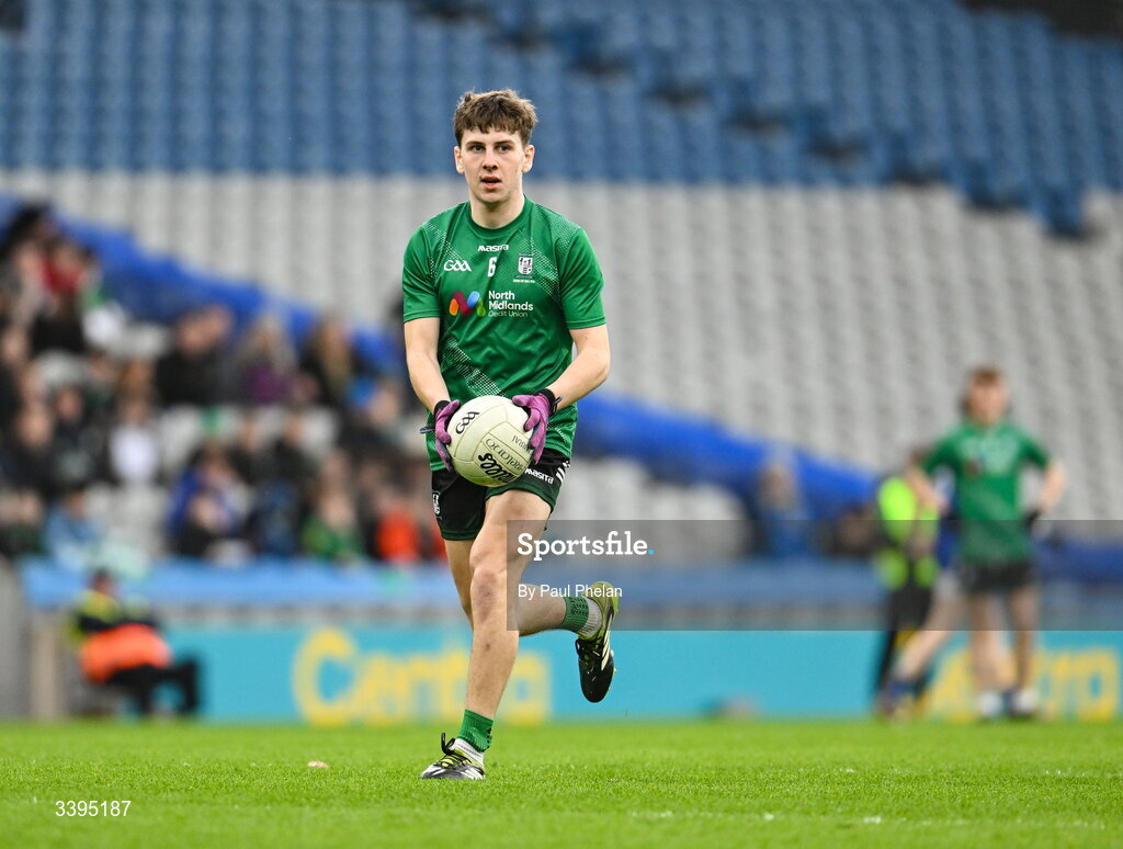 17 March 2026; Seán Byrne of Coláiste Mhuire, Mullingar during the Masita GAA Post Primary Schools Hogan Cup final match between Coláiste Mhuire Mullingar, Westmeath, and Tralee CBS, Kerry, at Croke Park in Dublin. Photo by Paul Phelan/Sportsfile