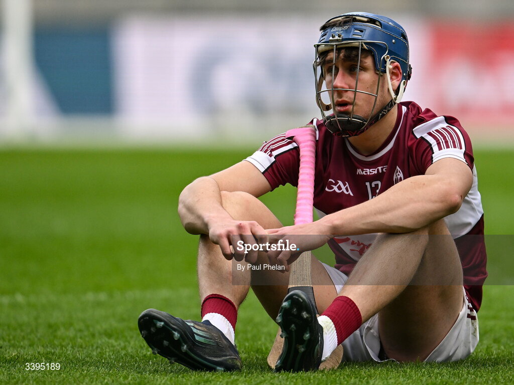 17 March 2026; Ciarán Leen of Athenry reacts at full-time during the Masita GAA Post Primary Schools Croke Cup final match between Presentation College Athenry, Galway, and St Kieran's College, Kilkenny, at Croke Park in Dublin. Photo by Paul Phelan/Sportsfile