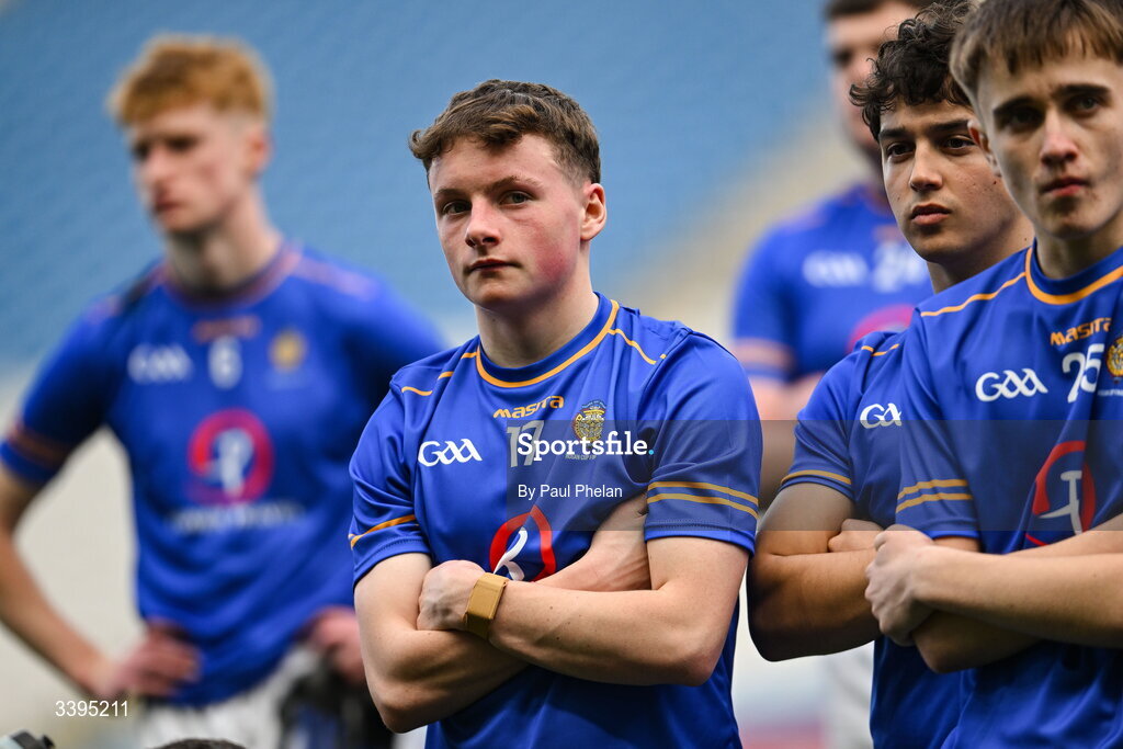 17 March 2026; Darragh Murphy of Tralee CBS reacts at full-time after the Masita GAA Post Primary Schools Hogan Cup final match between Coláiste Mhuire Mullingar, Westmeath, and Tralee CBS, Kerry, at Croke Park in Dublin. Photo by Paul Phelan/Sportsfile