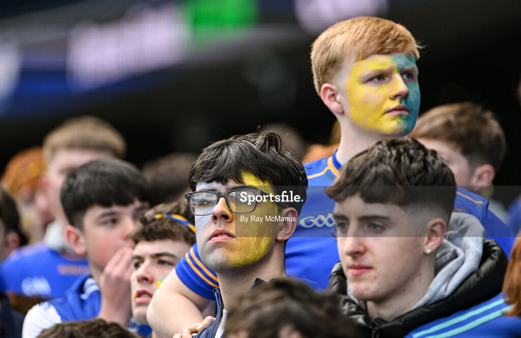 17 March 2026; Tralee CBS supporters after the Masita GAA Post Primary Schools Hogan Cup final match between Coláiste Mhuire Mullingar, Westmeath, and Tralee CBS, Kerry,  at Croke Park in Dublin. Photo by Ray McManus/Sportsfile